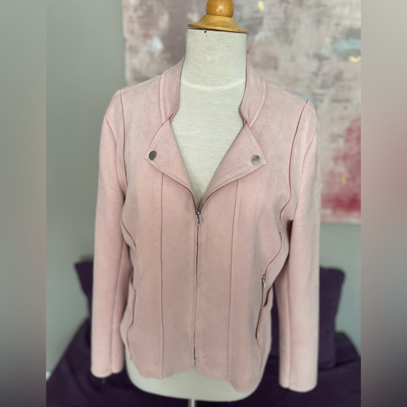 Jane & John pink vegan suede like fabric Jacket with Silver Hardware Size‎ L - Picture 7 of 13
